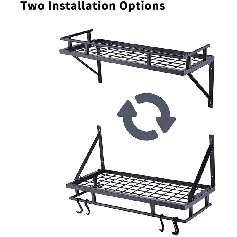 Prep Savour Metal Handcrafted Rectangle Wall Mounted Pot Rack